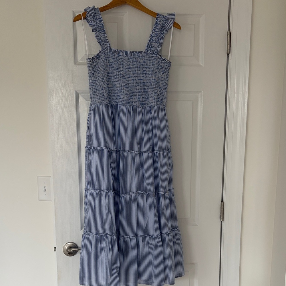 J. Crew Blue and White Textured Dress